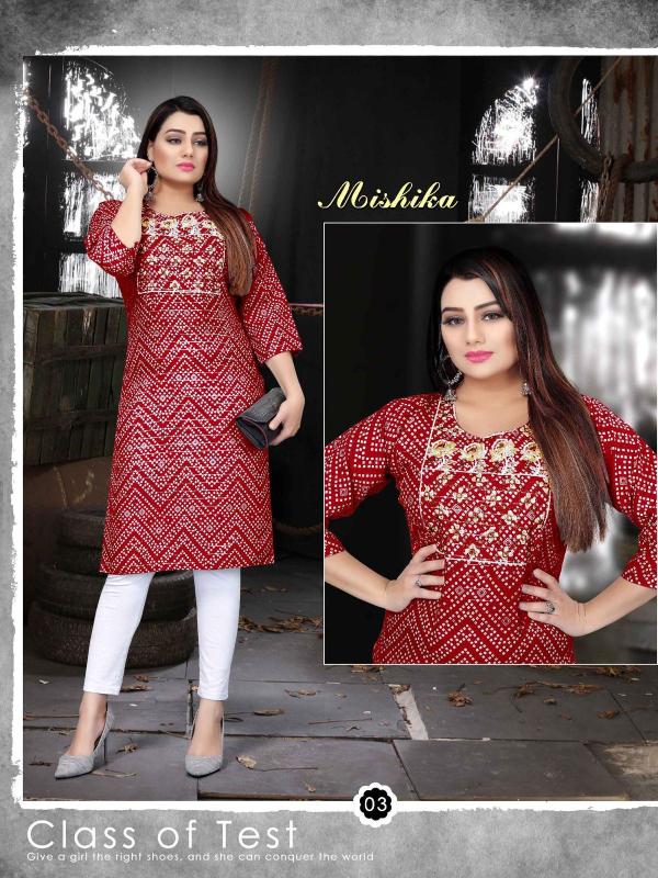 Aagya Mishika 3 Rayon Ethnic Wear Designer Kurti Collection